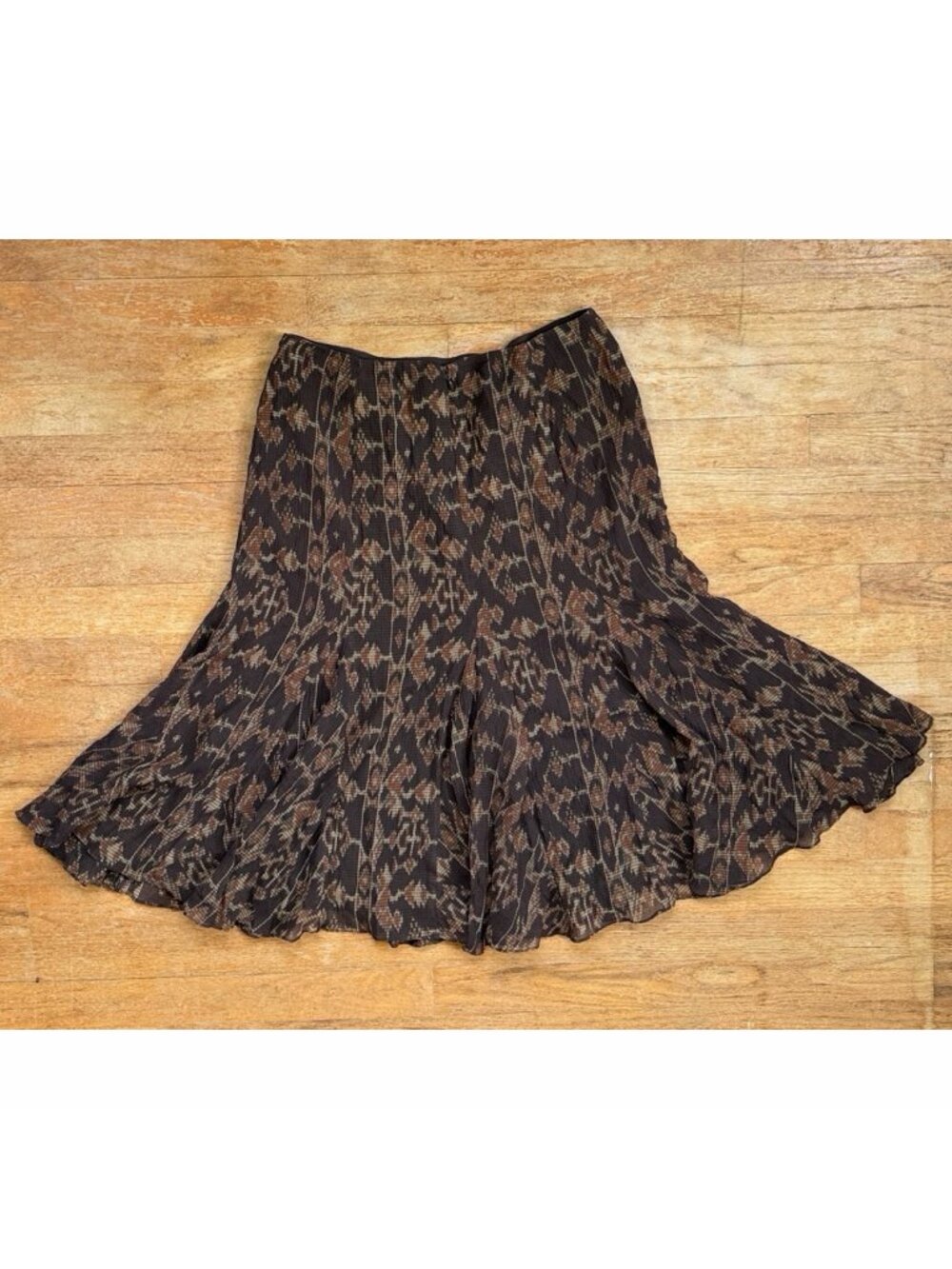 Lauren Ralph Lauren Skirt Size 6 NWT Cotton & Silk Geometric Print Brown